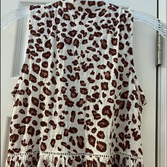 Anthropologie animal print tunic style button down shirt sleeveless flowy - Picture 8 of 13